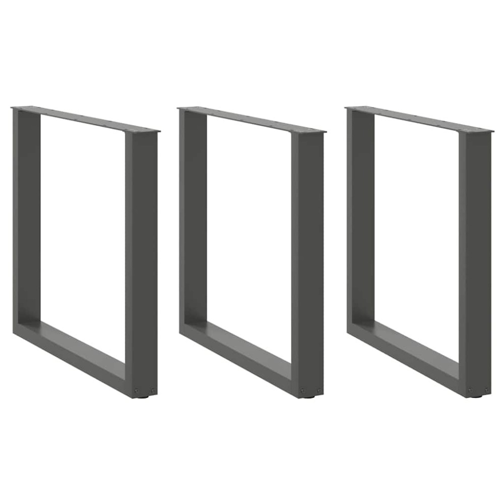 vidaXL Picioare de masă în formă de U, 3 buc., antracit, 80x(72-73) cm, oțel