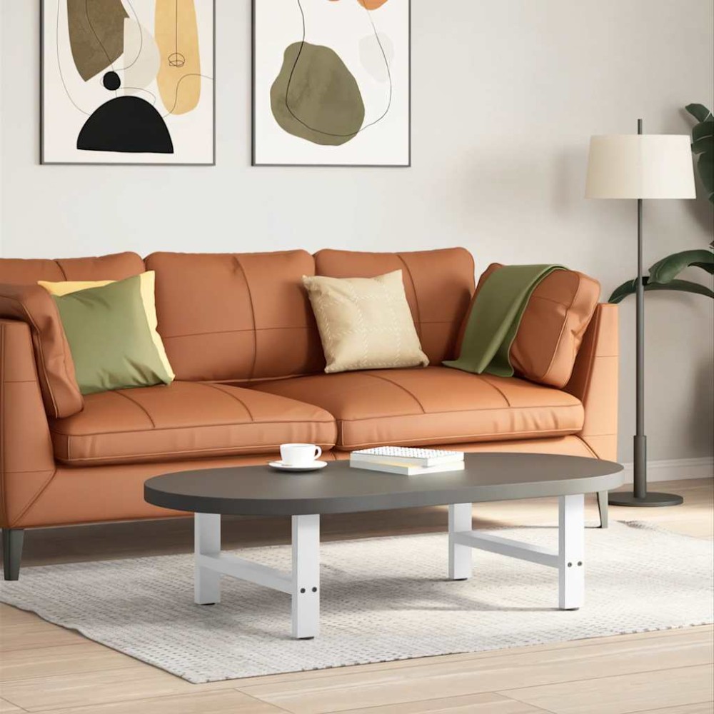 vidaXL Picioare pentru măsuță de cafea, albe, 2 buc., 60x(30-31) cm, oțel