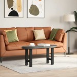 vidaXL Picioare pentru măsuță de cafea, negru, 2 buc., 38x(42-43) cm, oțel vidaXL Picioare pentru măsuță de cafea, negru, 2 buc., 38x(42-43) cm, oțel