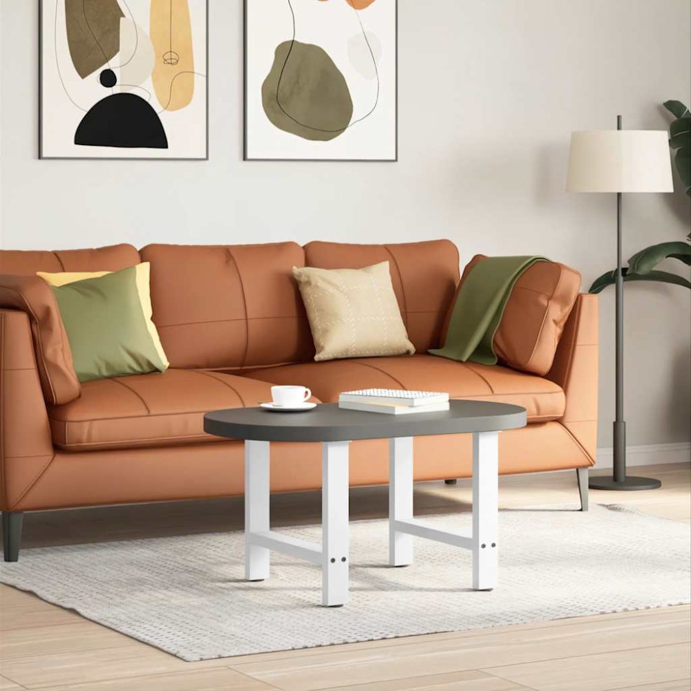 vidaXL Picioare pentru măsuță de cafea, alb, 2 buc., 60 x (42-43) cm, oțel