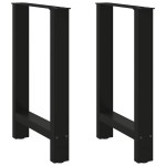 vidaXL Picioare masă de sufragerie negre, 2 buc., 50x(72-73) cm, oțel