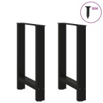 vidaXL Picioare masă de sufragerie negre, 2 buc., 60x(72-73) cm, oțel vidaXL Picioare masă de sufragerie negre, 2 buc., 60x(72-73) cm, oțel