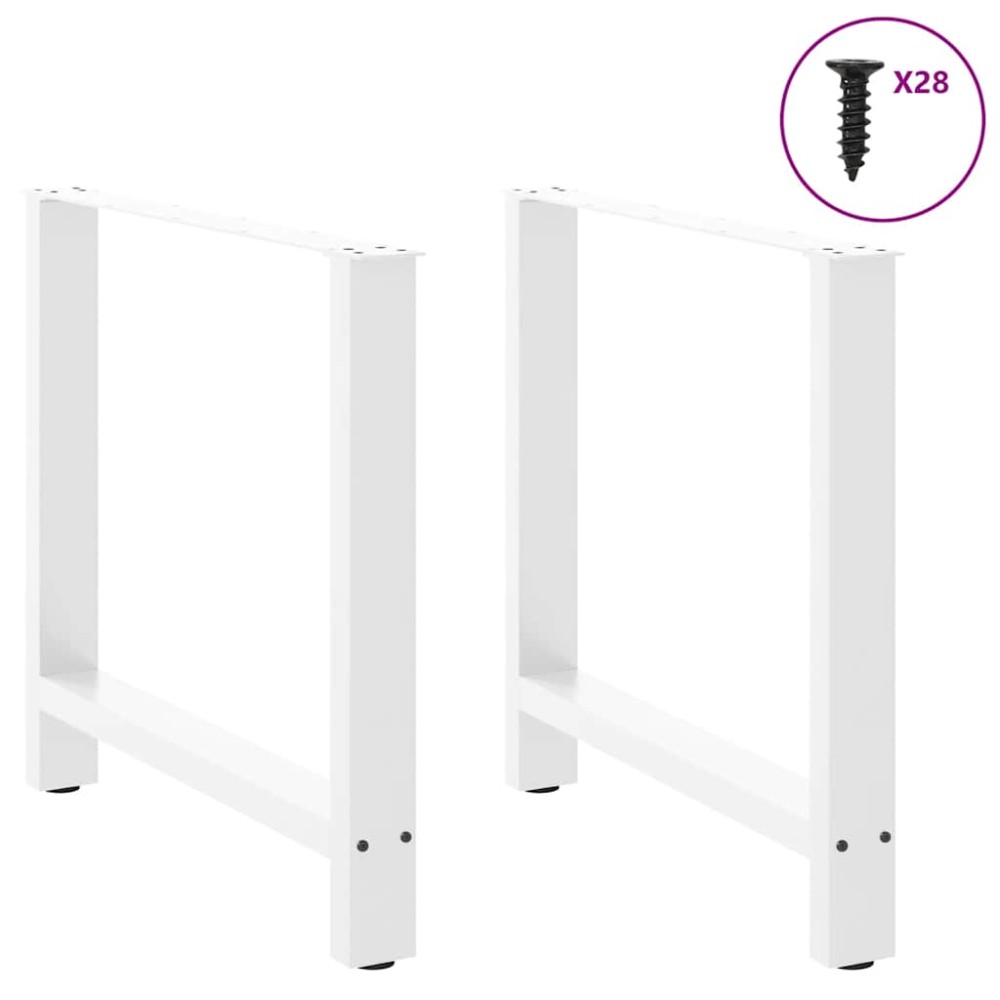 vidaXL Picioare masă de sufragerie albe, 2 buc., 70x(72-73) cm, oțel