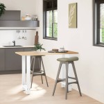 vidaXL Picioare de masă de bar, albe, 2 buc., 40x(90-91) cm, oțel