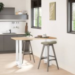 vidaXL Picioare de masă de bar, albe, 2 buc., 50x(90-91) cm, oțel