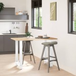 vidaXL Picioare de masă de bar, albe, 2 buc., 60x(90-91) cm, oțel