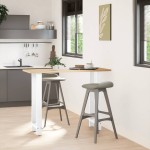 vidaXL Picioare de masă de bar, albe, 2 buc., 40x(100-101) cm, oțel