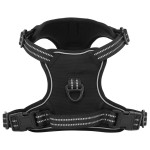 vidaXL Ham pentru câini cu plumb și guler, reglabil, negru, M vidaXL Ham pentru câini cu plumb și guler, reglabil, negru, M
