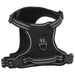 vidaXL Ham pentru câini cu plumb și guler, reglabil, negru, L vidaXL Ham pentru câini cu plumb și guler, reglabil, negru, L
