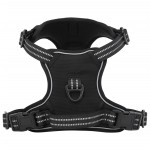 vidaXL Ham pentru câini cu plumb și guler, reglabil, negru, L vidaXL Ham pentru câini cu plumb și guler, reglabil, negru, L