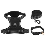 vidaXL Ham pentru câini cu plumb și guler, reglabil, negru, XL vidaXL Ham pentru câini cu plumb și guler, reglabil, negru, XL
