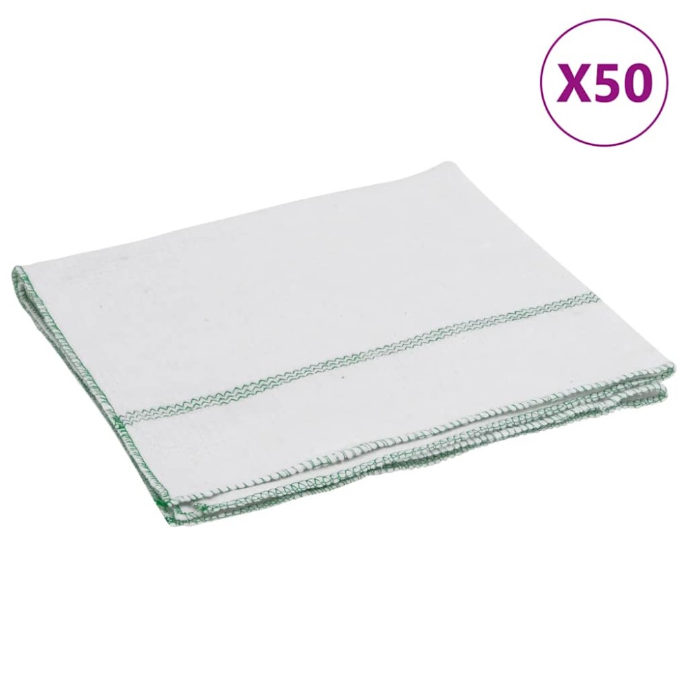 vidaXL Lavete de curățat, 50 buc., alb cu dungi verzi, 50x60 cm