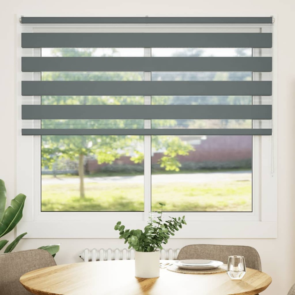 vidaXL Jaluzea tip zebra gri închis lățime țesătură 150,9 cm poliester