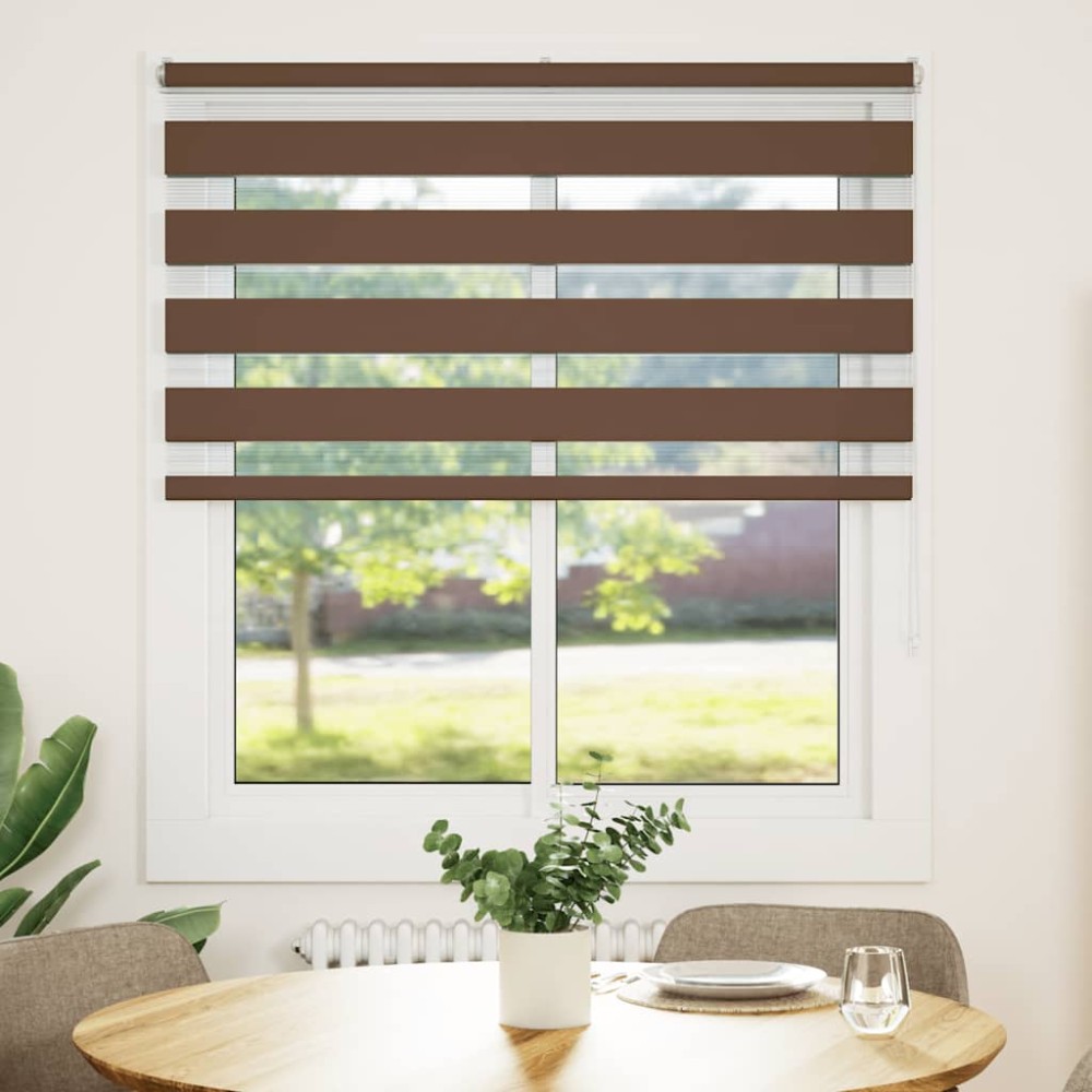 vidaXL Jaluzea tip zebra maro lățime țesătură 125,9 cm poliester