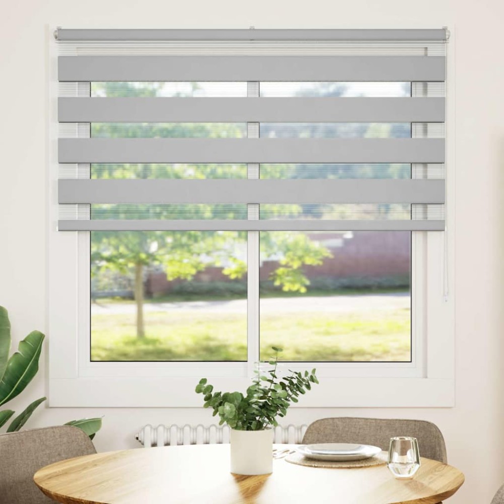 vidaXL Jaluzea tip zebra gri deschis lățime țesătură 140,9cm poliester