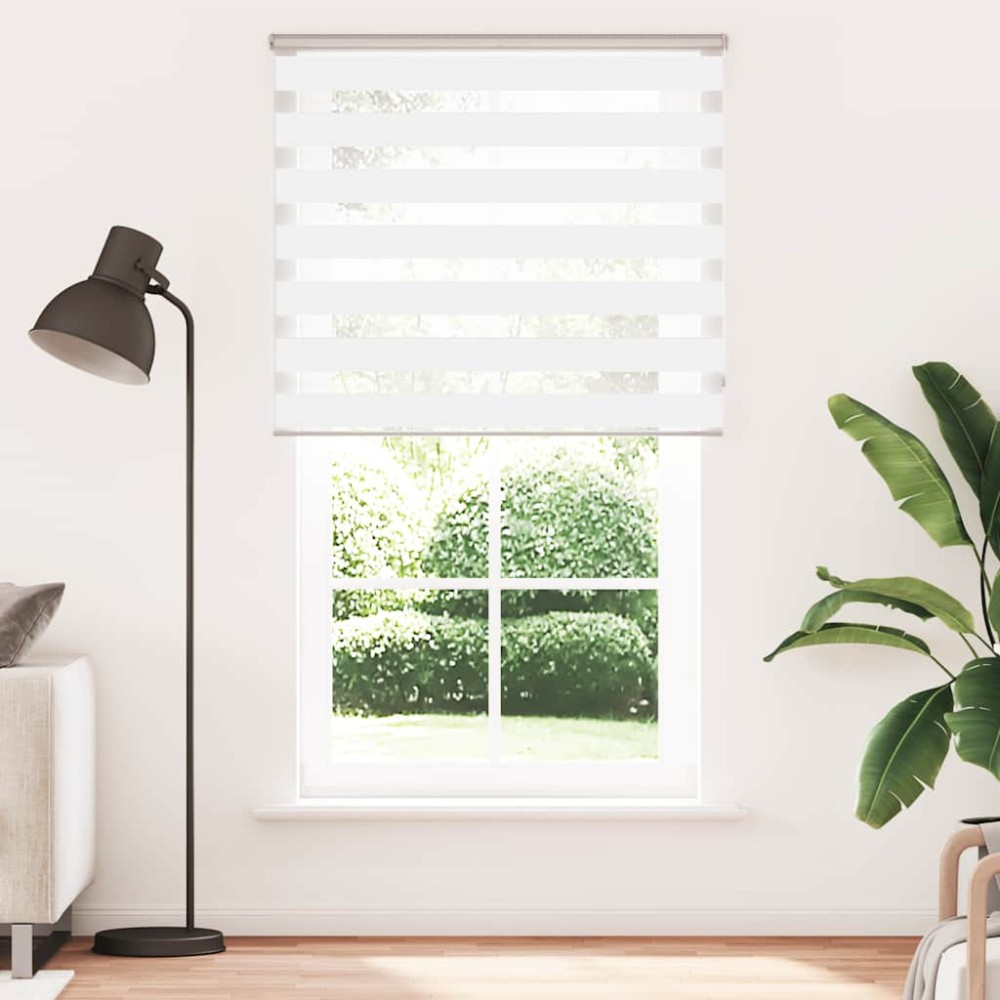 vidaXL Jaluzea tip zebra alb lățime țesătură 130,9 cm poliester