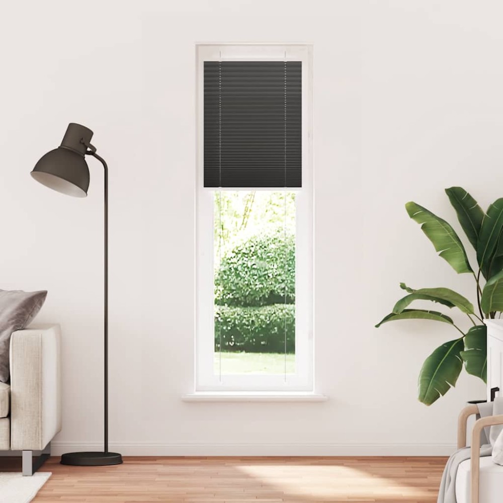 vidaXL Jaluză plisată negru 60x200 cm Lățime țesătură 59,4cm poliester