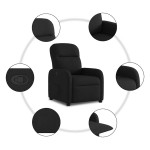 vidaXL Fotoliu rabatabil, negru, material textil vidaXL Fotoliu rabatabil, negru, material textil