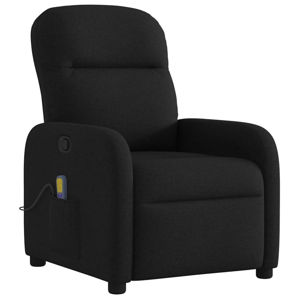 vidaXL Fotoliu de masaj rabatabil, negru, material textil