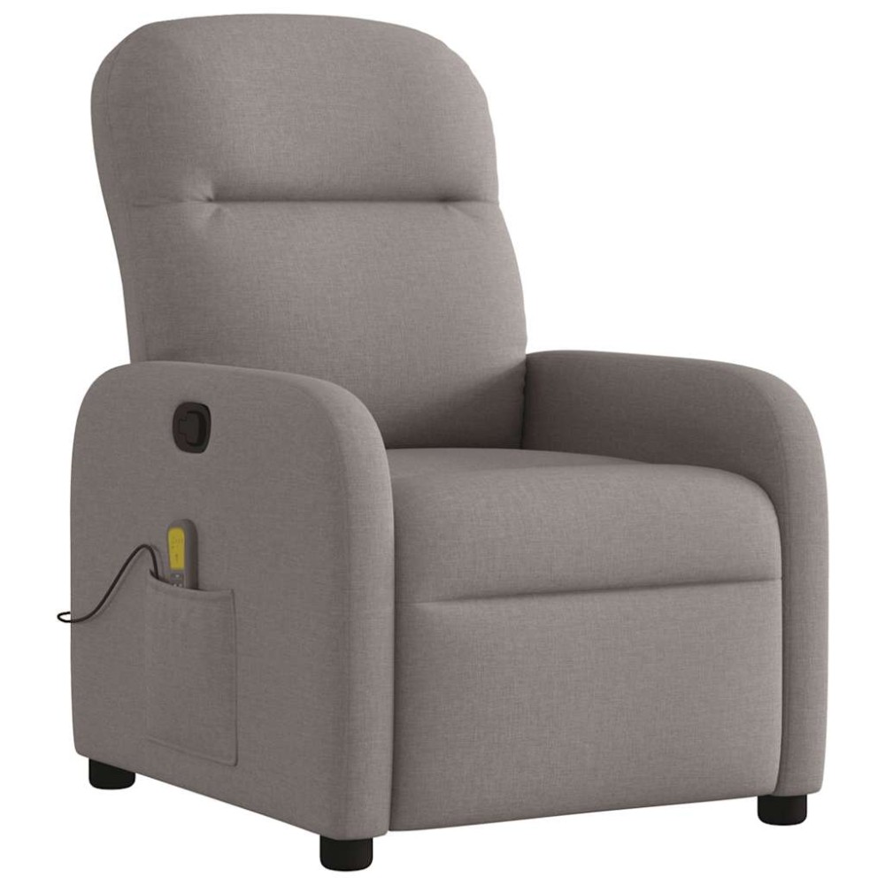 vidaXL Fotoliu de masaj rabatabil, gri taupe, material textil