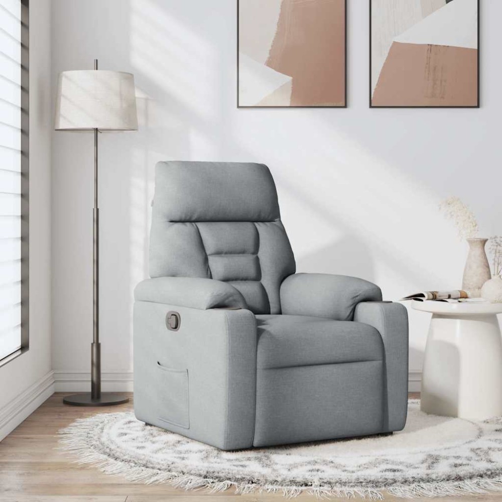 vidaXL Fotoliu rabatabil, gri deschis, material textil