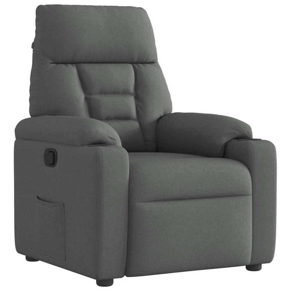 vidaXL Fotoliu rabatabil, gri închis, material textil