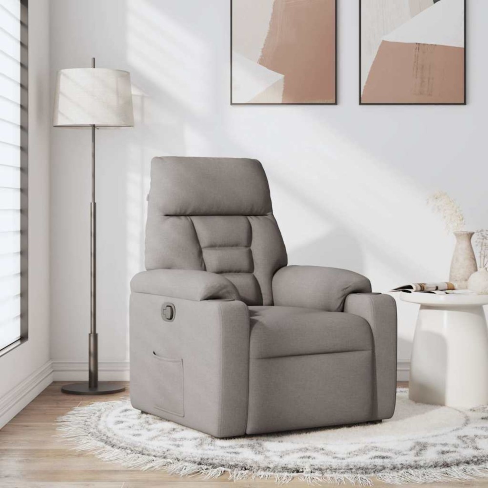 vidaXL Fotoliu rabatabil, gri taupe, material textil