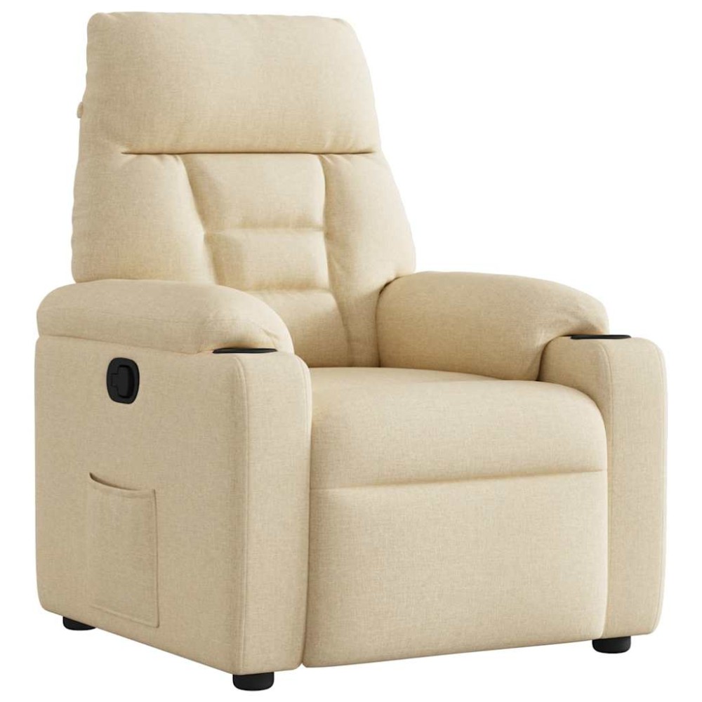 vidaXL Fotoliu rabatabil, crem, material textil