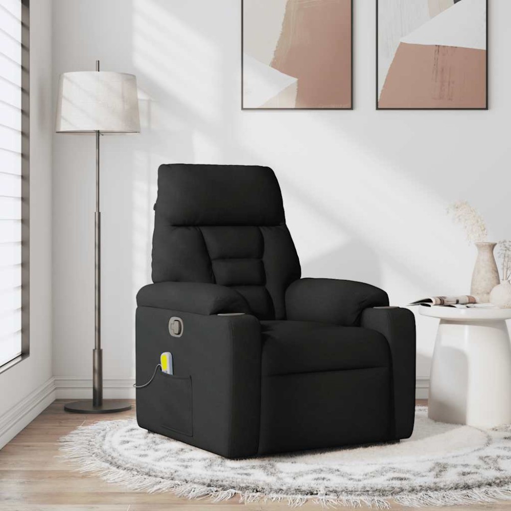 vidaXL Fotoliu de masaj rabatabil, negru, material textil