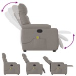 vidaXL Fotoliu de masaj rabatabil, gri taupe, material textil