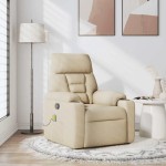 vidaXL Fotoliu rabatabil de masaj, crem, material textil