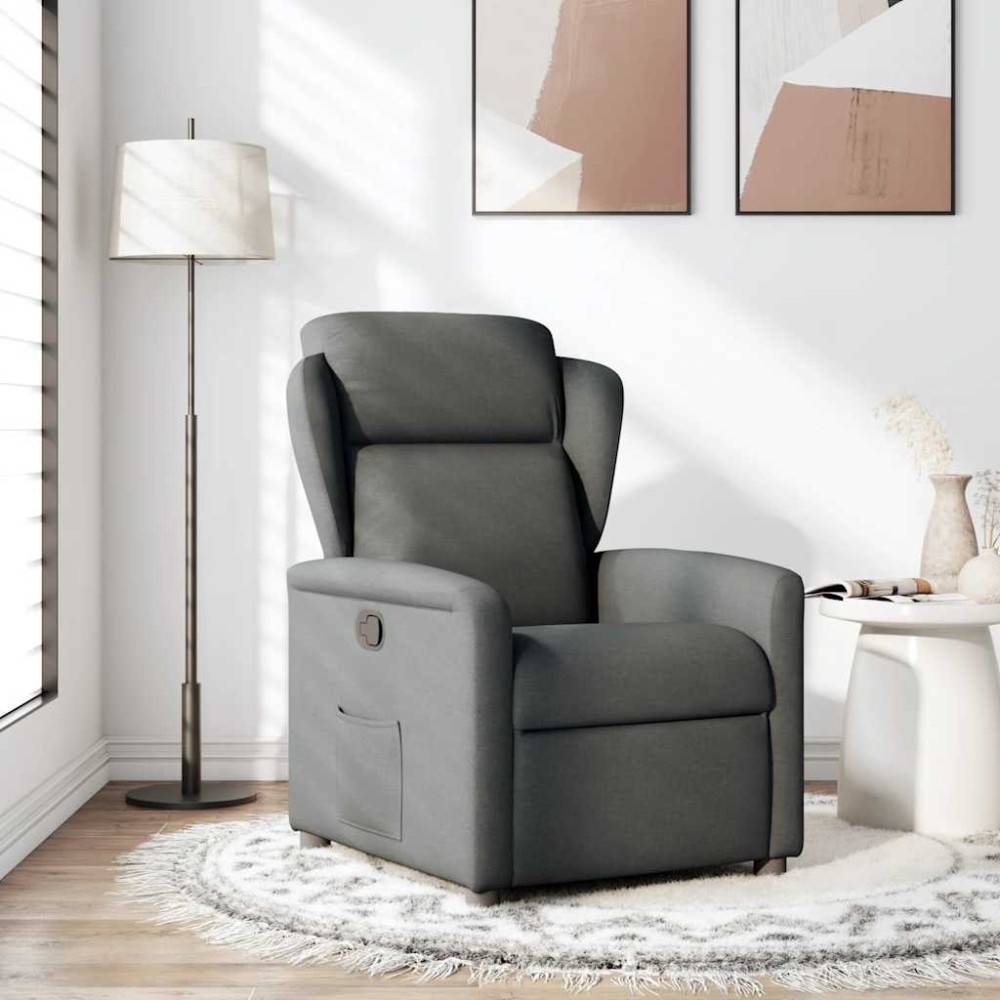 vidaXL Fotoliu rabatabil, gri închis, material textil