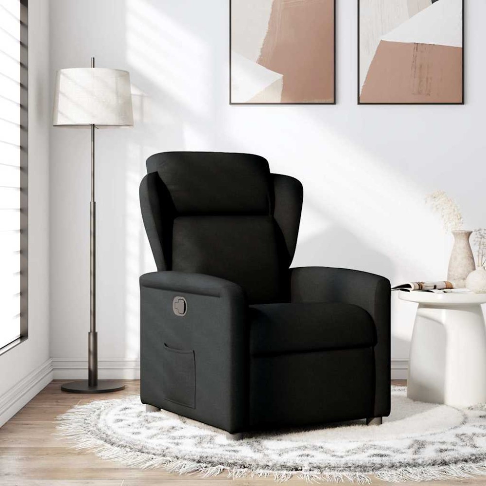 vidaXL Fotoliu rabatabil, negru, material textil
