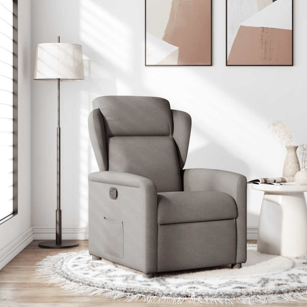 vidaXL Fotoliu rabatabil, gri taupe, material textil