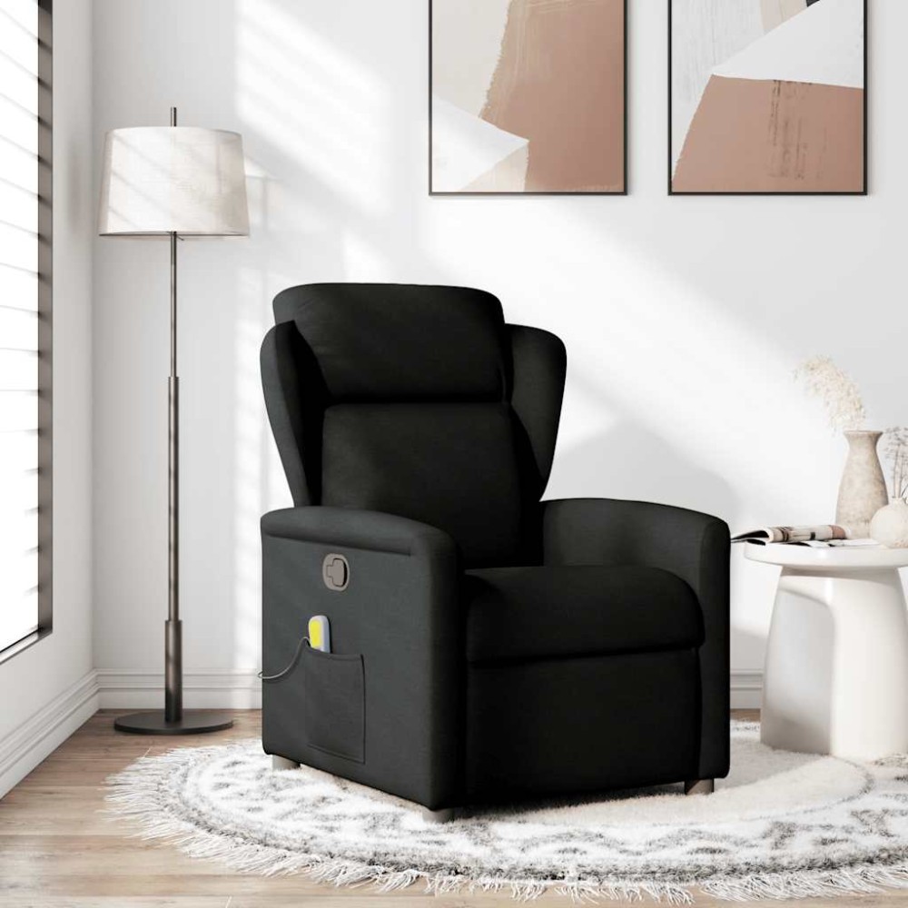 vidaXL Fotoliu de masaj rabatabil, negru, material textil