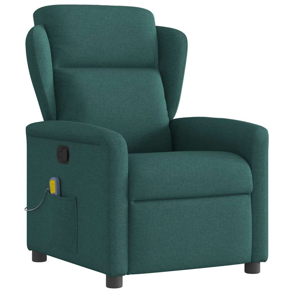 vidaXL Fotoliu de masaj rabatabil, verde închis, material textil
