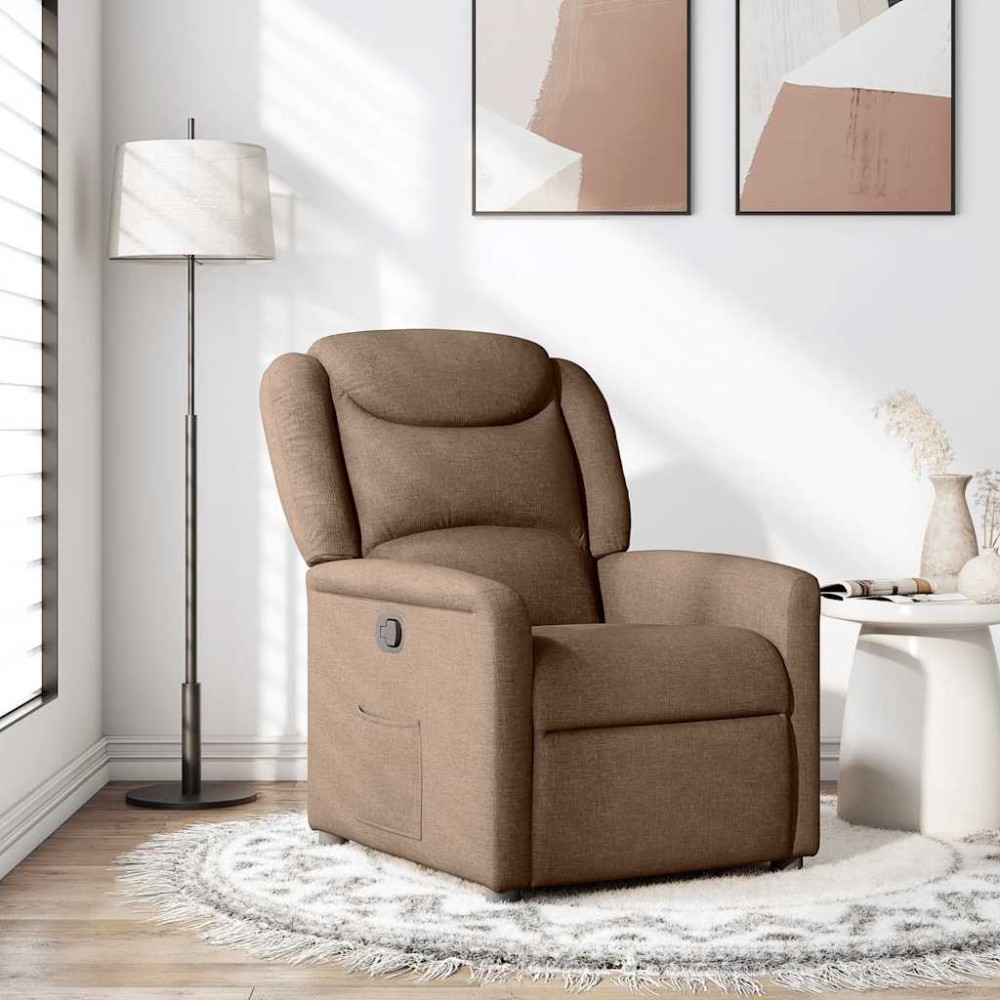 vidaXL Fotoliu rabatabil, maro, material textil