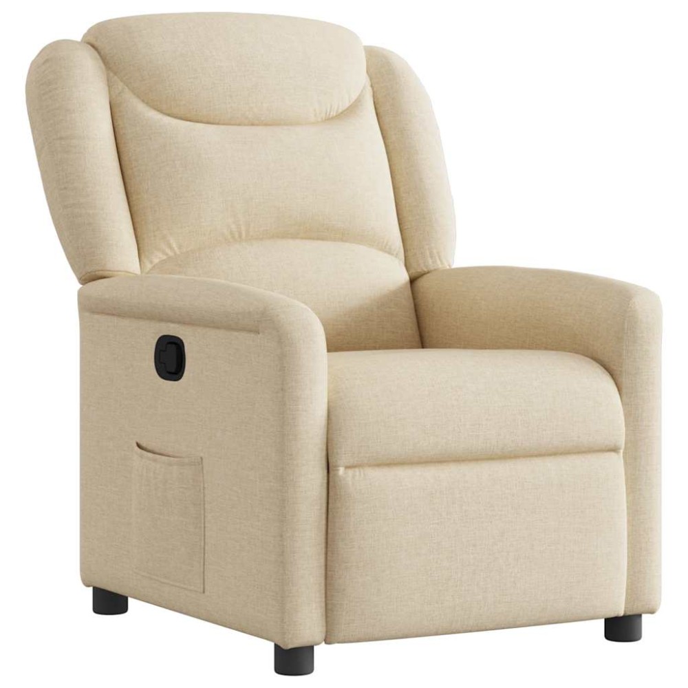 vidaXL Fotoliu rabatabil, crem, material textil