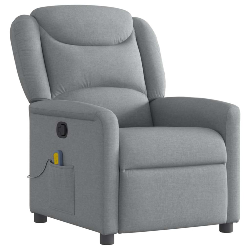 vidaXL Fotoliu de masaj rabatabil, gri deschis, textil