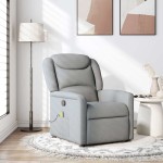 vidaXL Fotoliu de masaj rabatabil, gri deschis, textil vidaXL Fotoliu de masaj rabatabil, gri deschis, textil