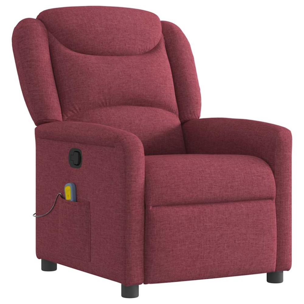 vidaXL Fotoliu de masaj rabatabil, roșu vin, material textil