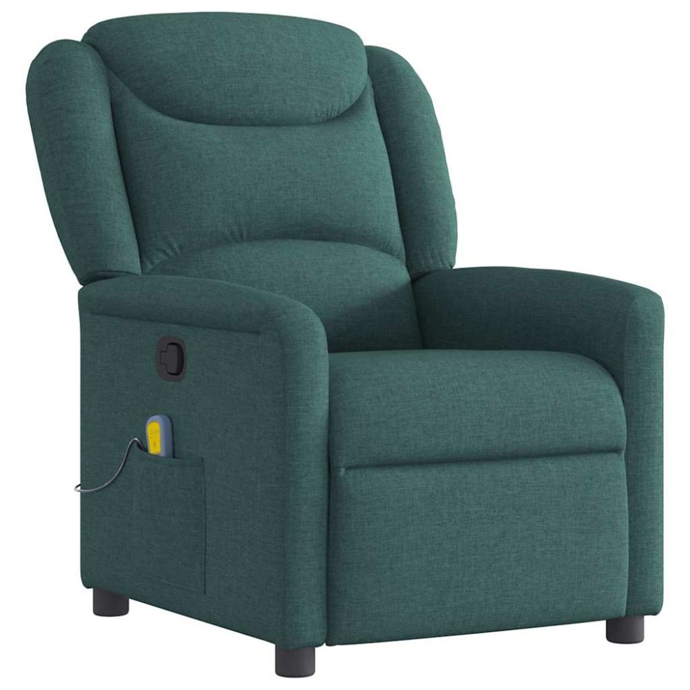 vidaXL Fotoliu de masaj rabatabil, verde închis, material textil