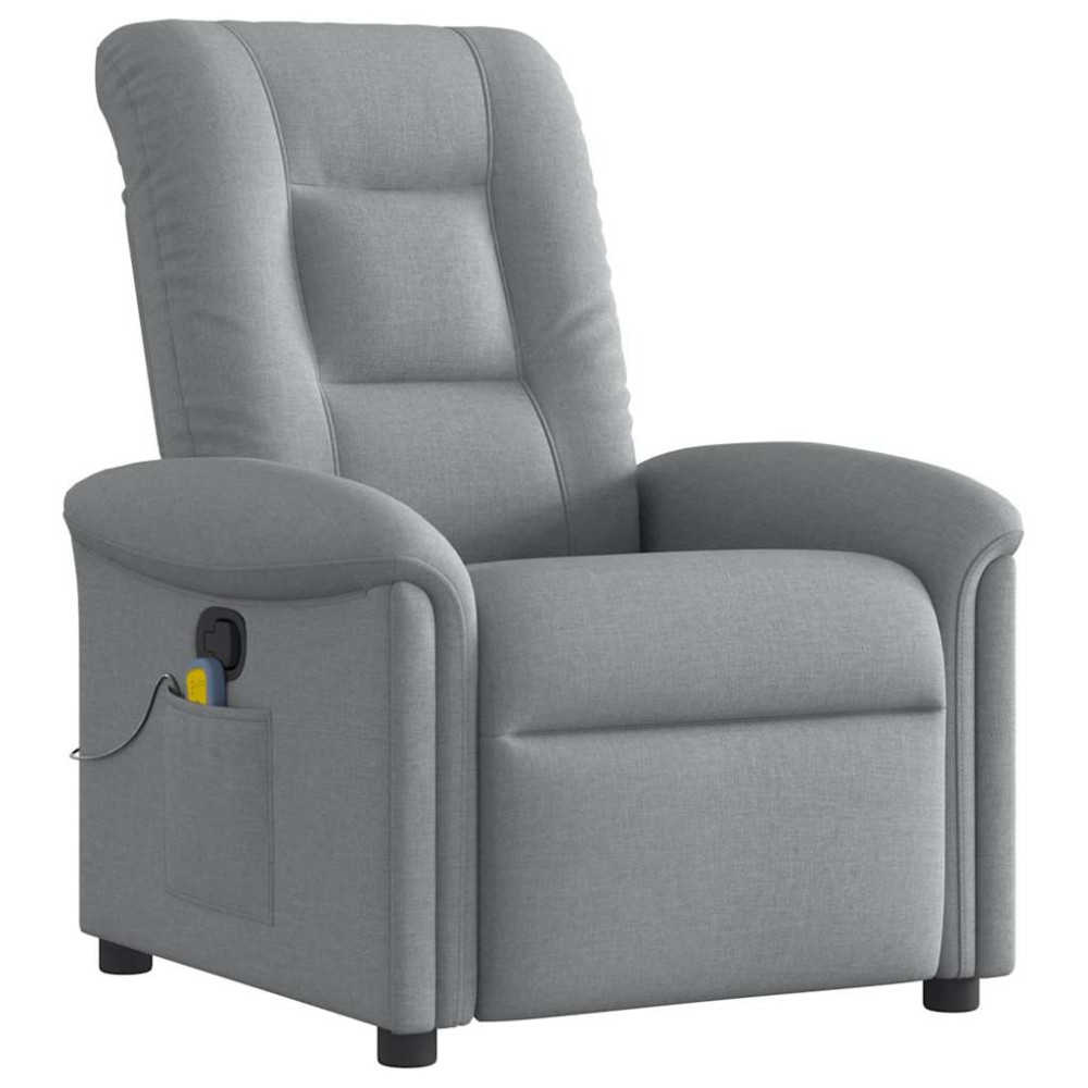 vidaXL Fotoliu de masaj rabatabil, gri deschis, textil