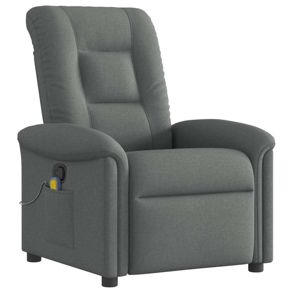 vidaXL Fotoliu de masaj rabatabil, gri închis, material textil