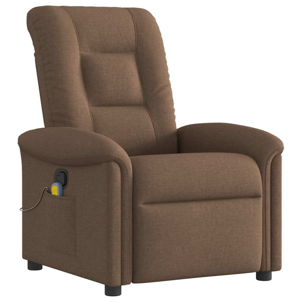 vidaXL Fotoliu de masaj rabatabil, maro, material textil