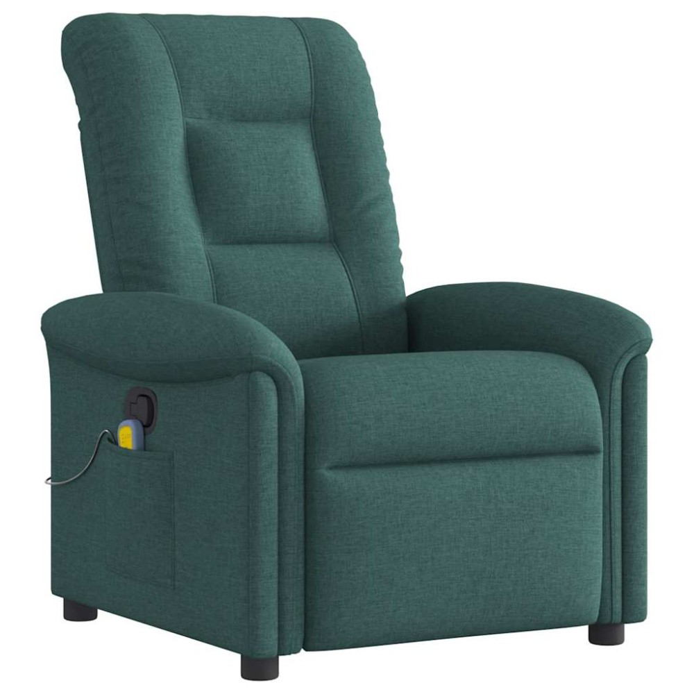 vidaXL Fotoliu de masaj rabatabil, verde închis, material textil