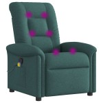 vidaXL Fotoliu de masaj rabatabil, verde închis, material textil vidaXL Fotoliu de masaj rabatabil, verde închis, material textil