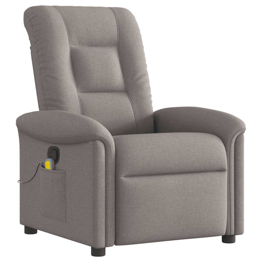 vidaXL Fotoliu de masaj rabatabil, gri taupe, material textil