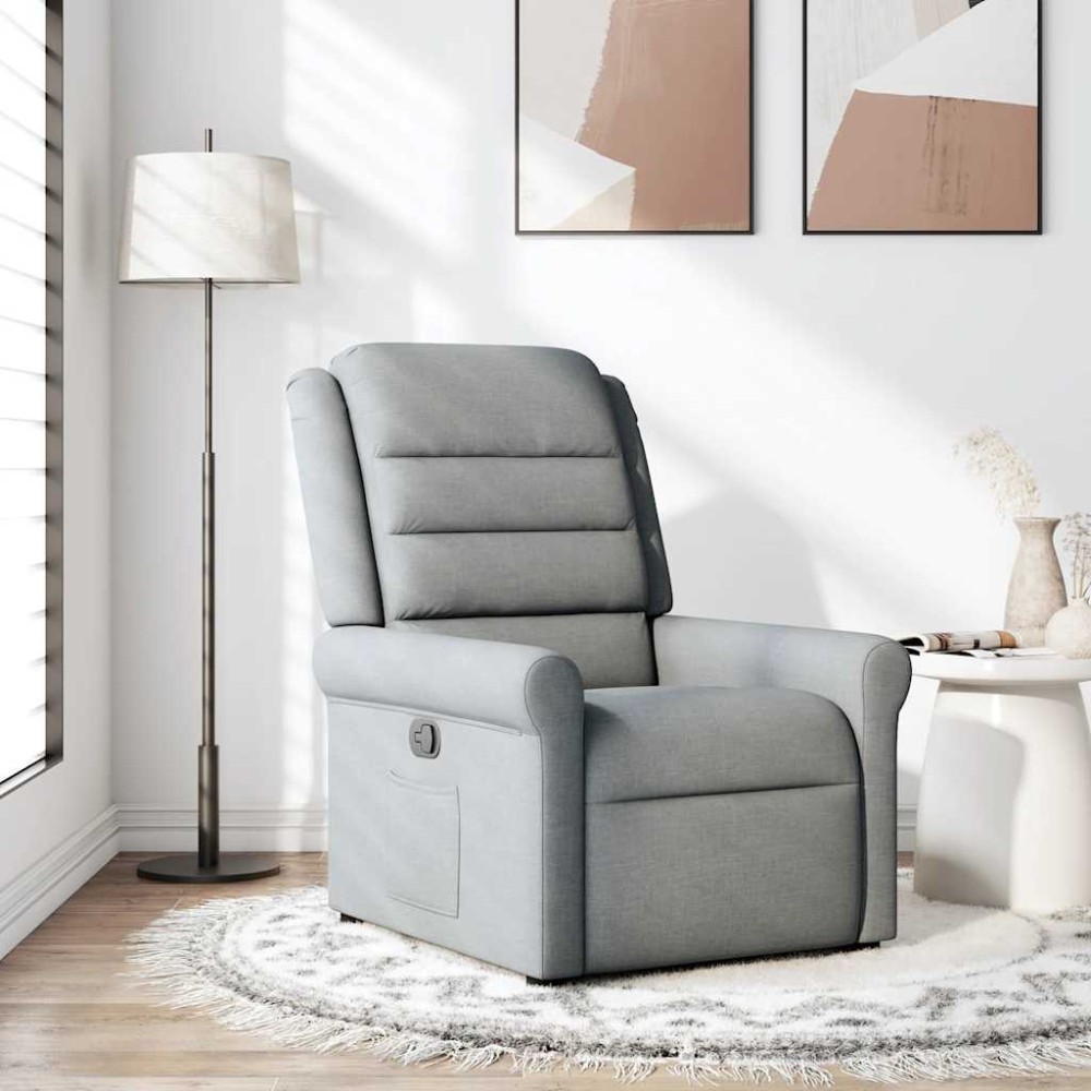 vidaXL Fotoliu rabatabil, gri deschis, material textil
