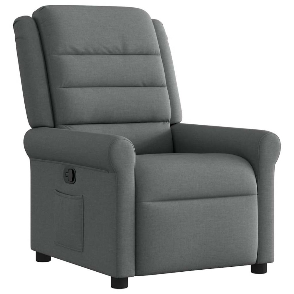 vidaXL Fotoliu rabatabil, gri închis, material textil
